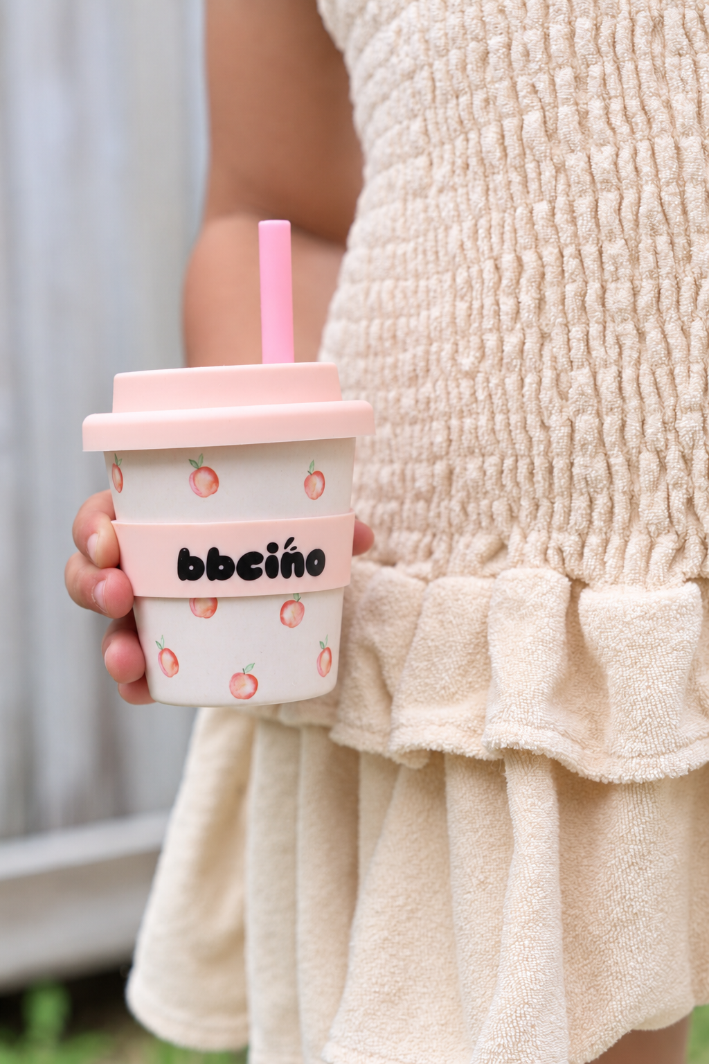 Peachy Keen 120ml reusable babycino cup with straw by BBcino
